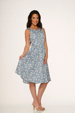 Blue Daisy Floral Swing Dress