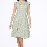 Green Plaid Swing Dress