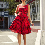 Red Black Polka Dot Swing Dress