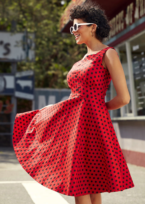 Red Black Polka Dot Swing Dress 10 Red Black Polka Dot Swing Dress 10