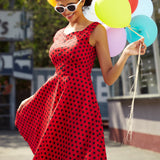 Red Black Polka Dot Swing Dress
