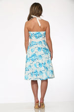 White & Blue Floral Halter Dress