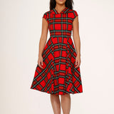 Red Plaid Swing Dress