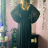 Minerva - Hauntingly Dramatic Mesh Maxi Dress with Built In Shorts