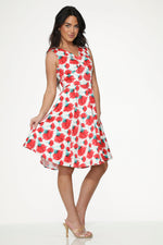 White Red Rose Swing Dress