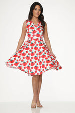White Red Rose Swing Dress