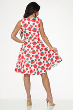 White Red Rose Swing Dress