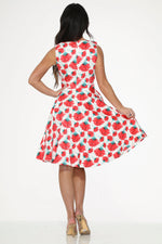 White Red Rose Swing Dress