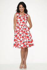 White Red Rose Swing Dress
