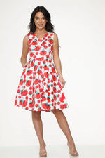 White Red Rose Swing Dress
