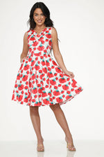 White Red Rose Swing Dress