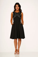 Black & White Piping Swing Dress