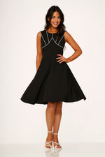 Black & White Piping Swing Dress