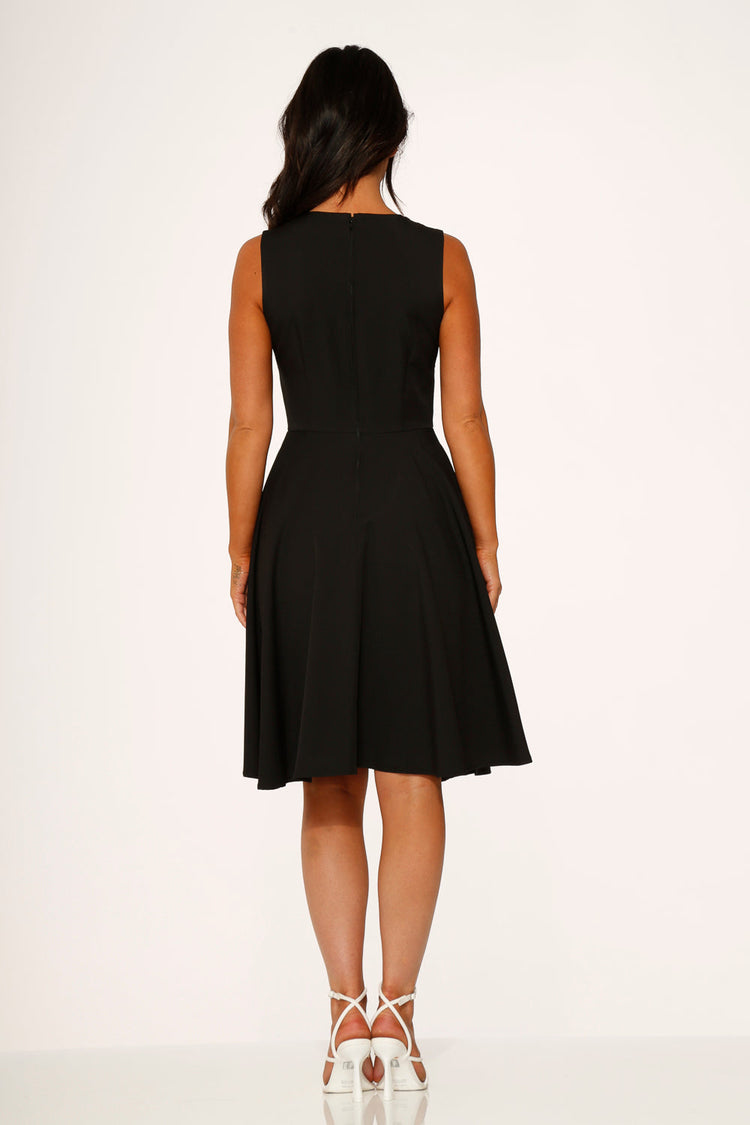 Black & White Piping Swing Dress