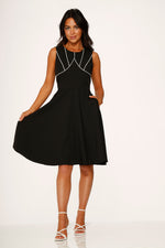 Black & White Piping Swing Dress