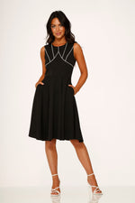 Black & White Piping Swing Dress