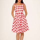 Red & White Picnic Swing Dress