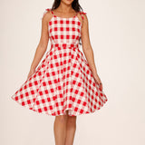 Red & White Picnic Swing Dress