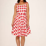 Red & White Picnic Swing Dress