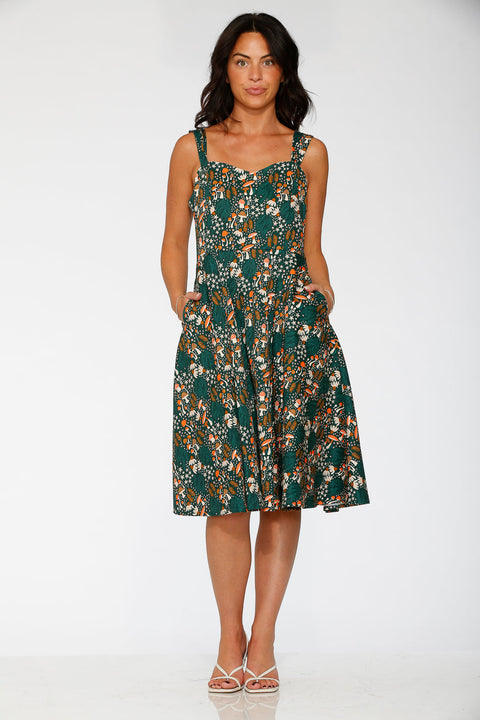 Olive Mushroom Swing Dress