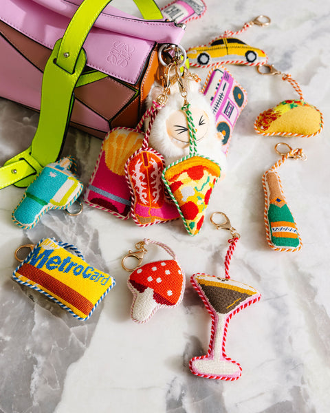Needlepoint Bag Charm - Champagne Bottle