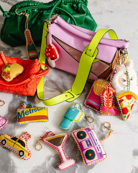 Needlepoint Bag Charm - Taxi Cab