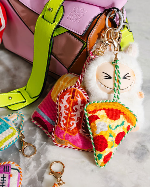 Needlepoint Bag Charm - Pizza Slice