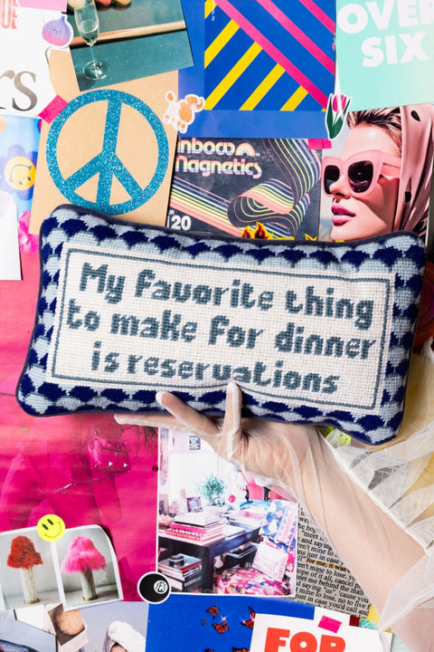 Needlepoint Pillow - My Favorite Thing to Make for Dinner is..
