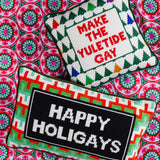 Needlepoint Pillow - Happy Holigays