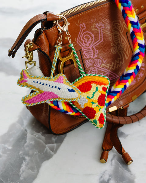 Needlepoint Bag Charm - Airplane