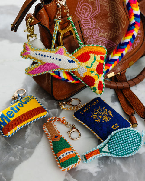 Needlepoint Bag Charm - Tennis Racket