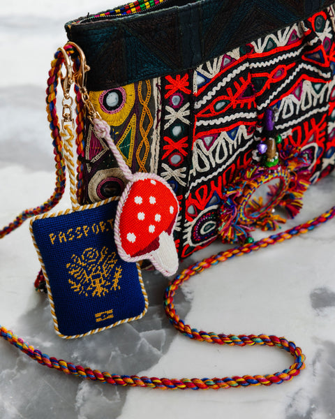 Needlepoint Bag Charm - Passport