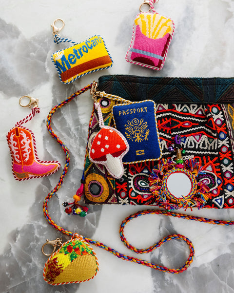 Needlepoint Bag Charm - Mushroom