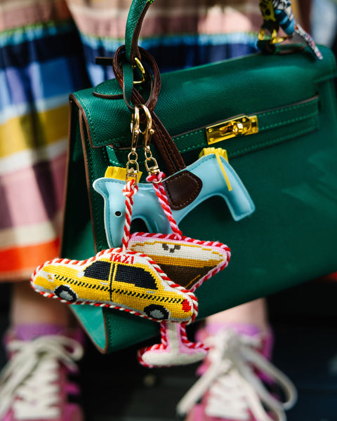 Needlepoint Bag Charm - Taxi Cab