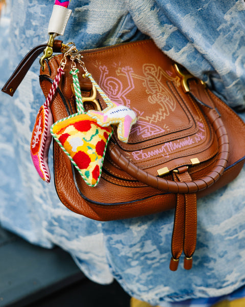 Needlepoint Bag Charm - Pizza Slice