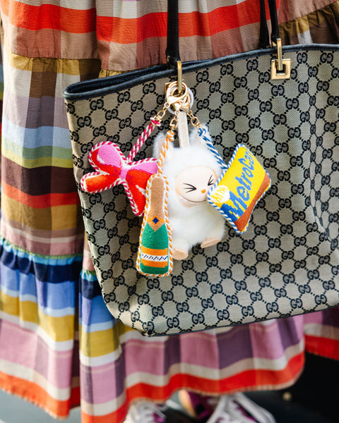 Needlepoint Bag Charm - Champagne Bottle