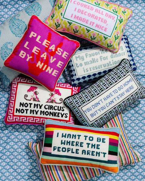 Needlepoint Pillow - I Want to Be Where the People Aren't
