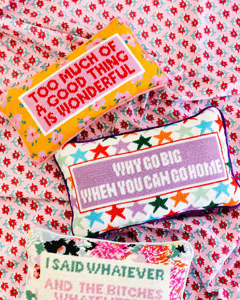 Needlepoint Pillow - Too Much of a Good Thing is Wonderful