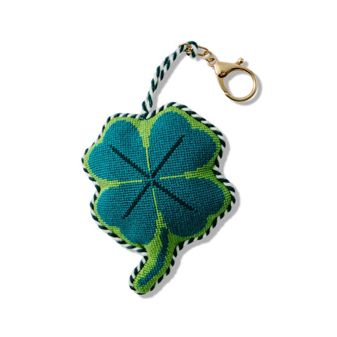 Needlepoint Bag Charm - Four Leaf Clover