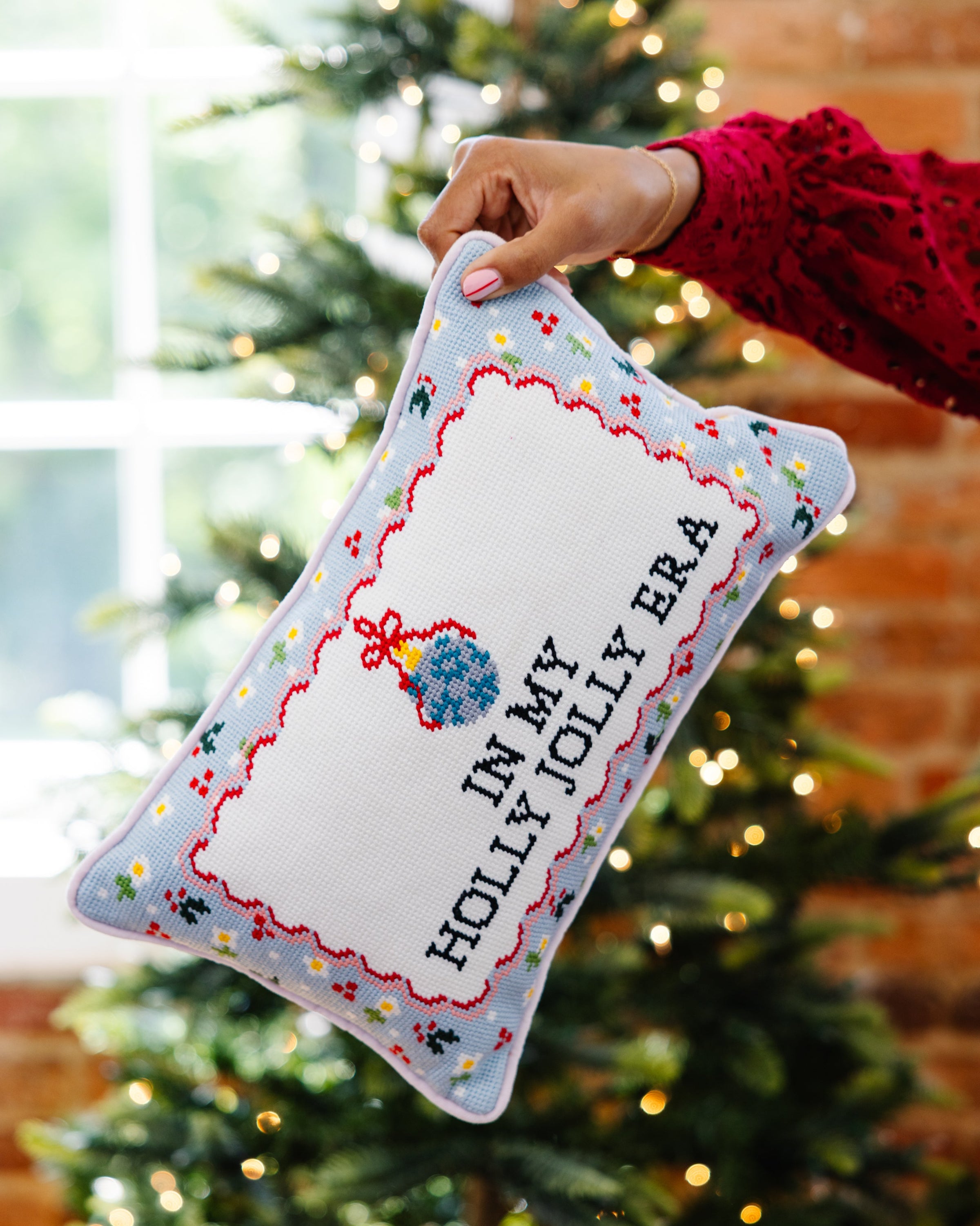 Needlepoint Pillow - In My Holly Jolly Era