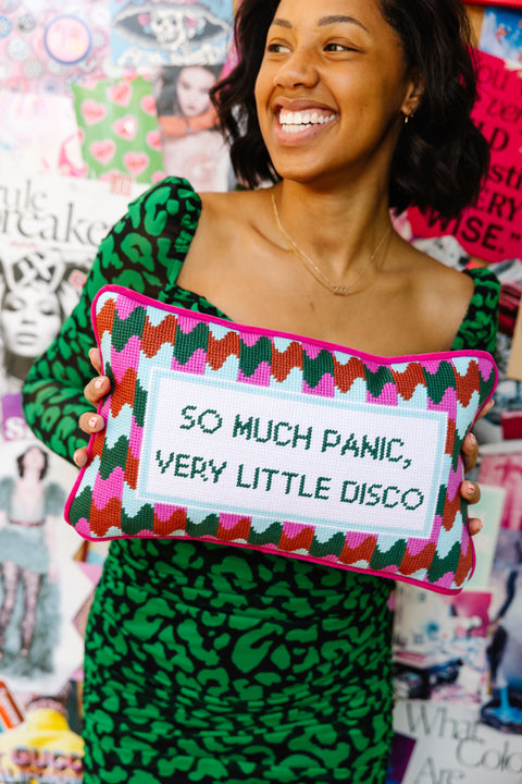 Needlepoint Pillow - So Much Panic, Very Little Disco