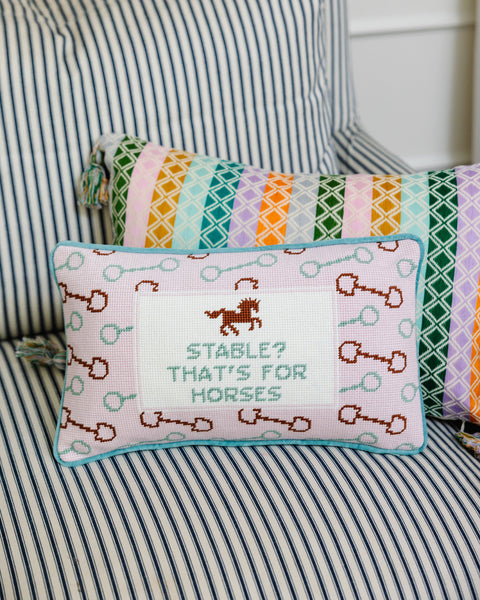 Needlepoint Pillow - Stable? That's for Horses