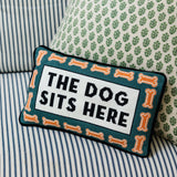 Needlepoint Pillow - The Dog Sits Here