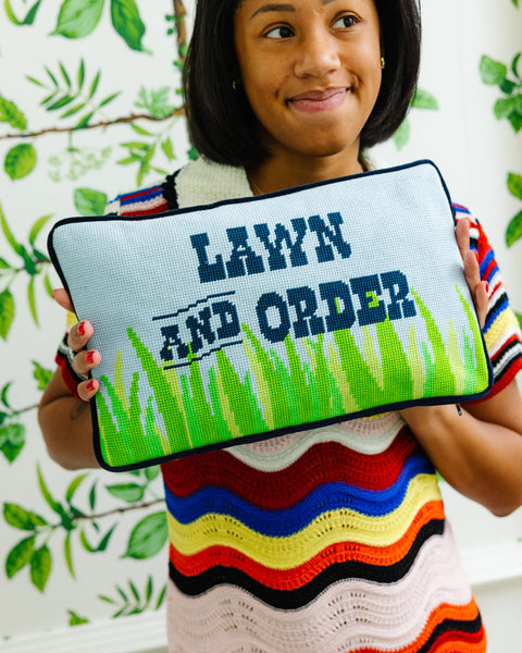 Needlepoint Pillow - Lawn & Order
