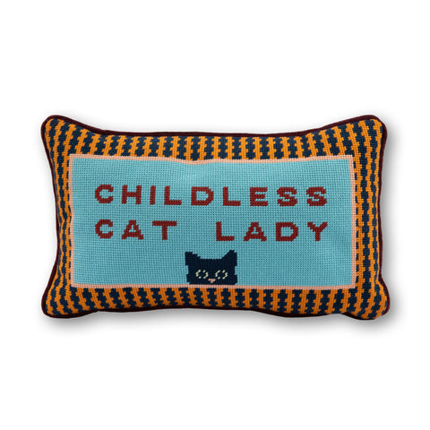 Needlepoint Pillow - Childless Cat Lady