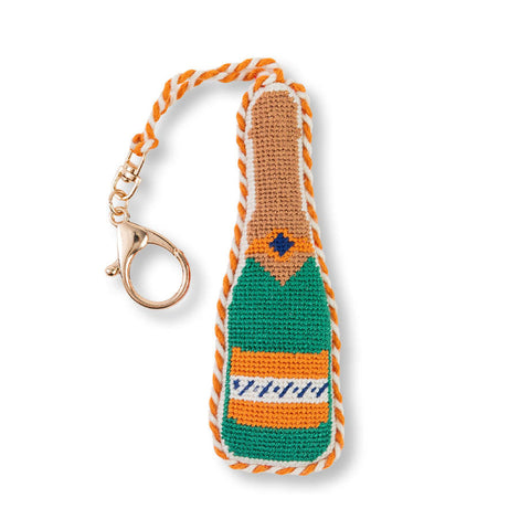 Needlepoint Bag Charm - Champagne Bottle