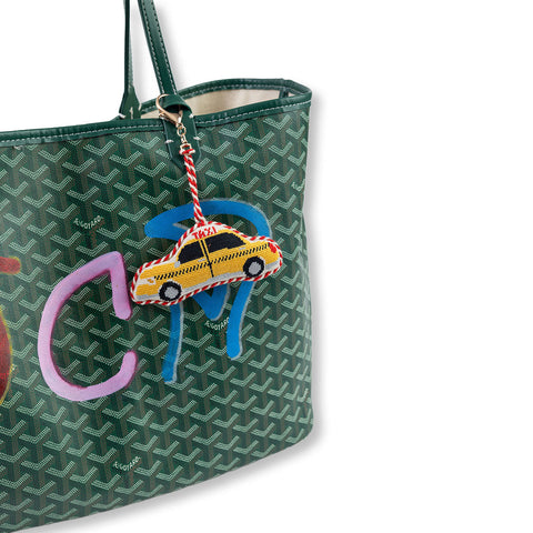 Needlepoint Bag Charm - Taxi Cab