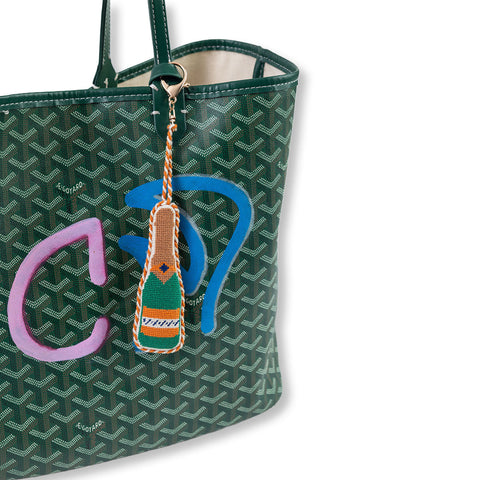 Needlepoint Bag Charm - Champagne Bottle