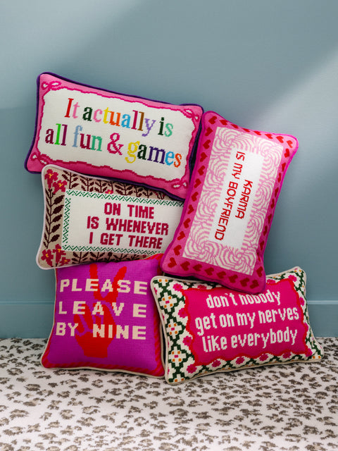 Needlepoint Pillow - It Actually is All Fun And Games