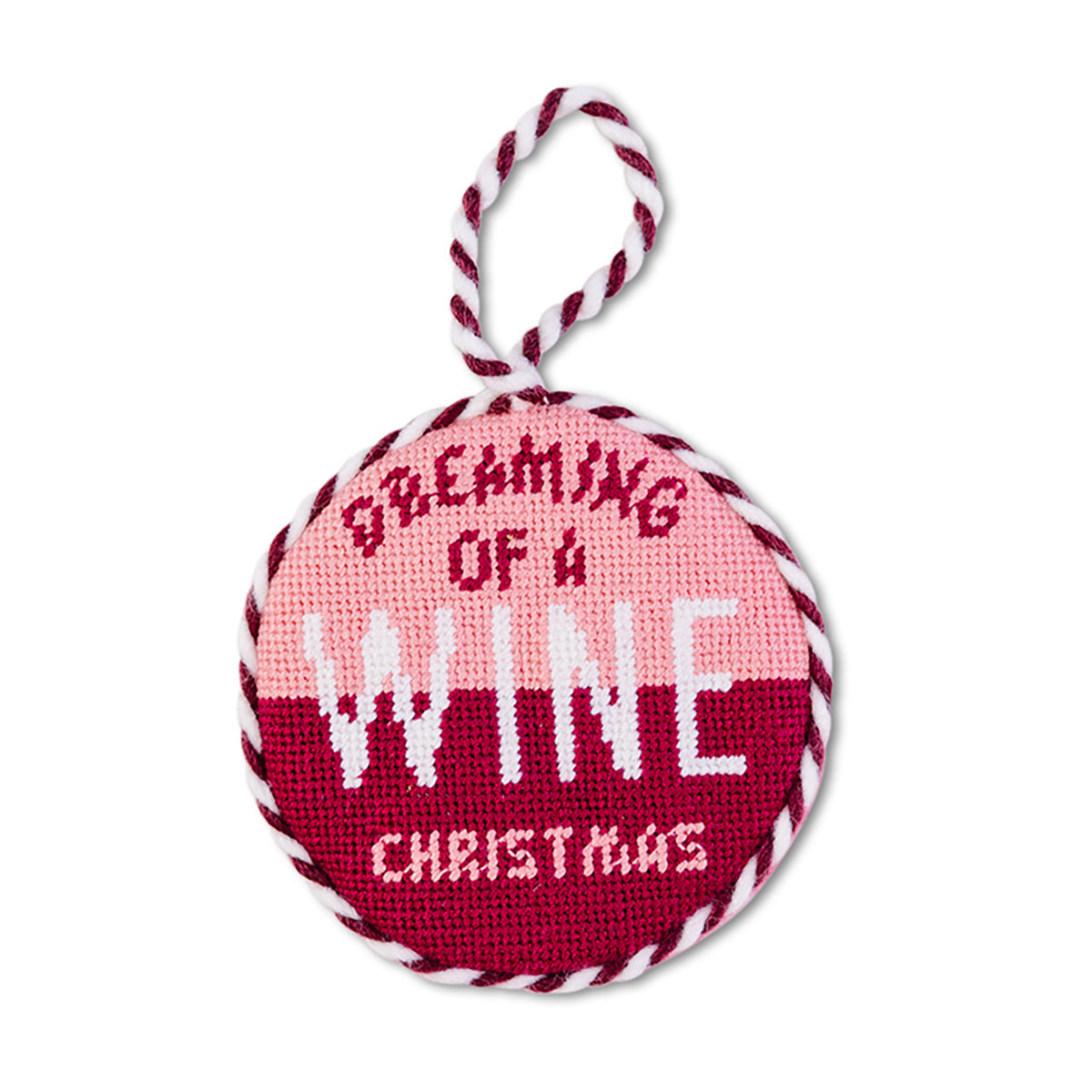 Needlepoint Ornament - Dreaming of a Wine Christmas